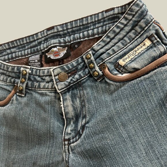vintage Harley Davidson one of a kind low rise bootcut jeans (0) - Picture 8 of 8
